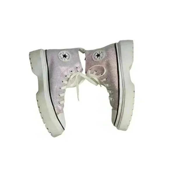 Converse Kids Size 5 Chuck Taylor All Star Lugged High Top Vapor Violet/White - Picture 5 of 10